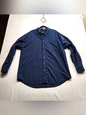 ⭐️Van Heusen XLT Men's Stain Shield Blue Plaid Button Down Shirt Tall Fit